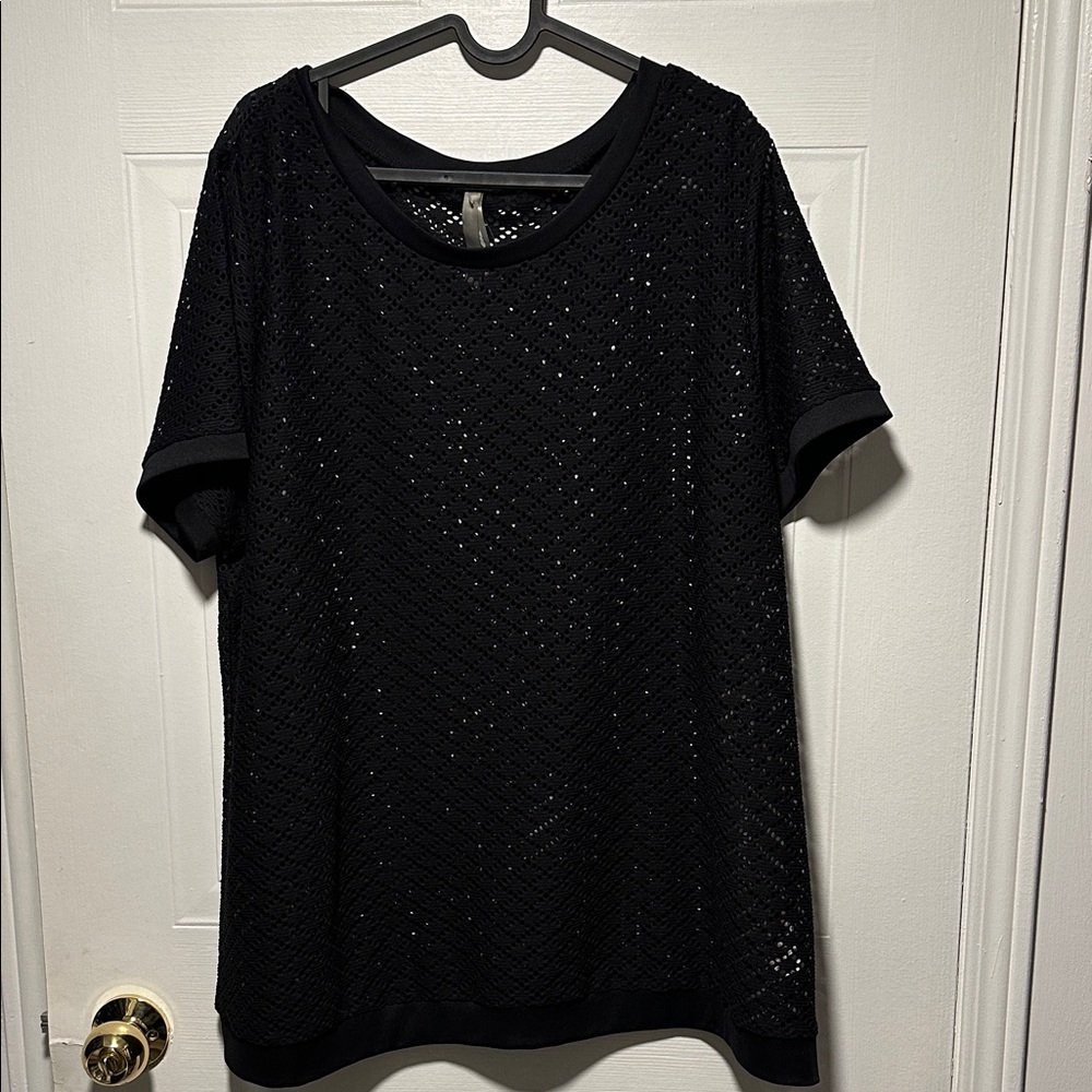 La SENZA Black Short Sleeve Sequin Top